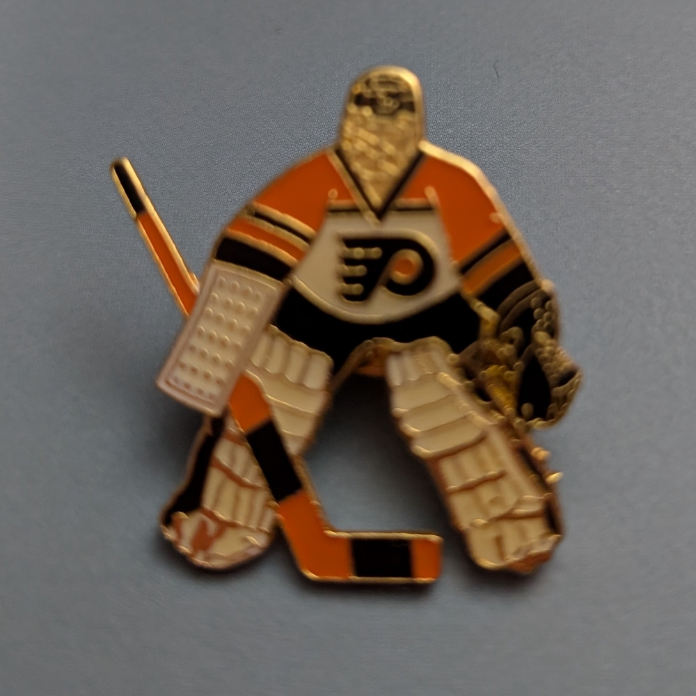 NHL Orange and Black Hockey Goalie Pin
